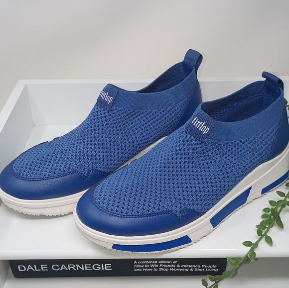 Fitflop Blue Sneakers with Knit Design - Picture 2 of 6
